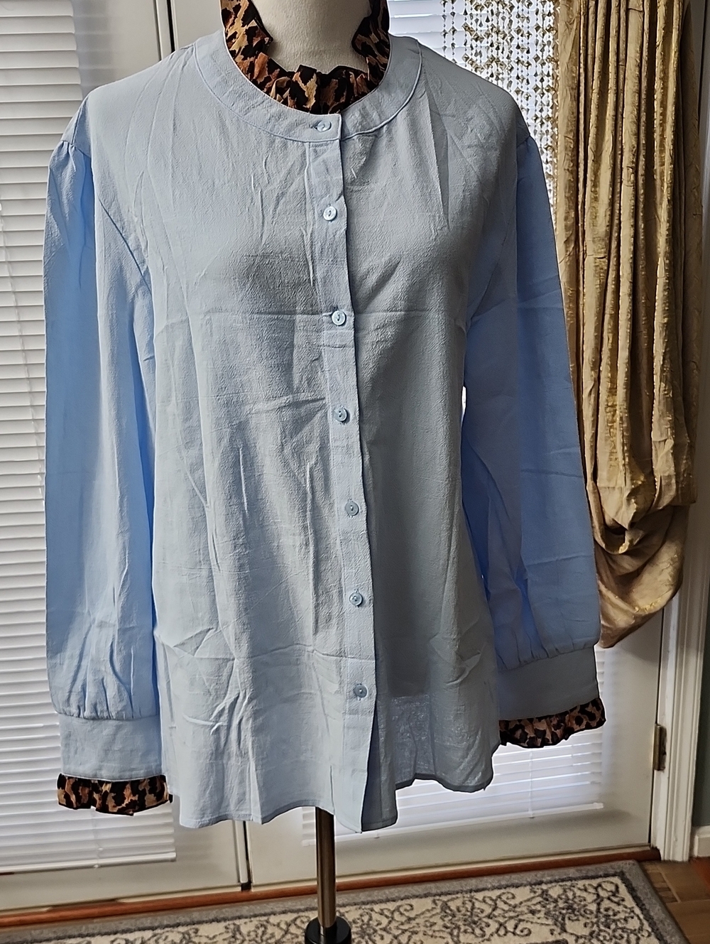 Light Blue Women's Button-Up Blouse
